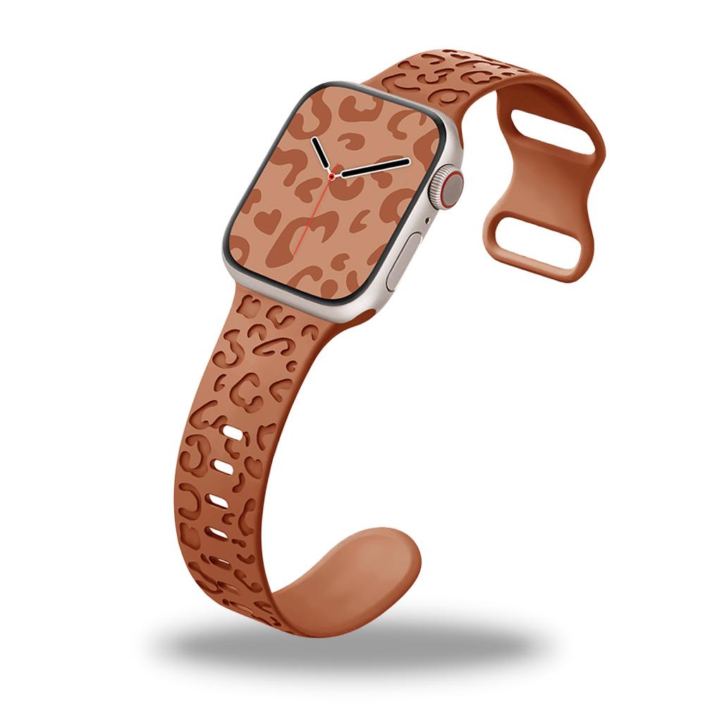 

Ремешки с гравировкой для браслета Apple Watch 40 мм, 41 мм, 38 мм, 42 мм, 44 мм, 45 мм, 49 мм, силиконовый ремешок iWatch Ultra 2/Ultra Serie 9/8/7/6/5/4, ремешок с леопардовым принтом 38mm 40mm 41mm коричневый