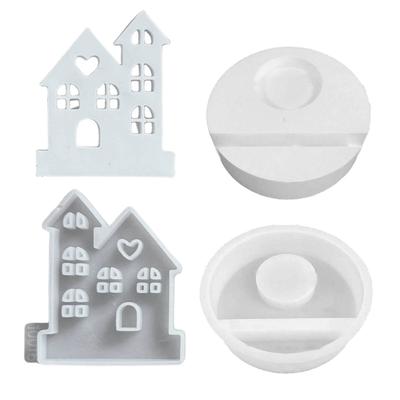 Love House Candle Holder Mold, Tealight Holder Mold with Base for DIY Candle Holder Ornament Christmas Decorations