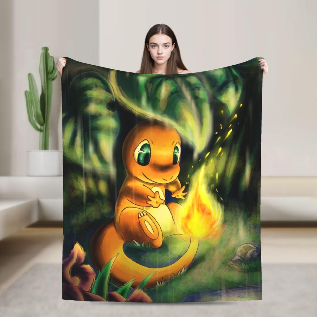Squirtle Charizard Anime Warm Blanket Travel Plush Throw Blanket Graphic Couch Bed Flannel Bedspread Sofa Bed Cover
