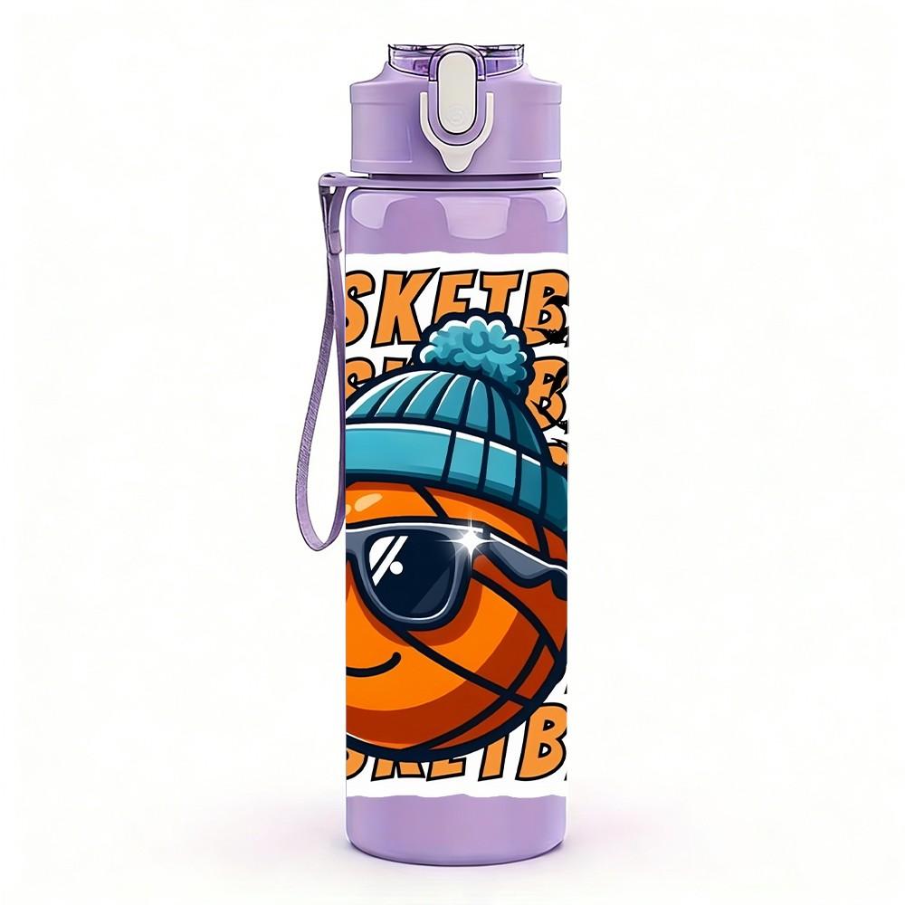 1PC Basketball Character Sunglasses Summer Style 750ml Color Plastic Sports Water Bottle Leakproof Flip Straw Lid Suitable for Sports Office Home Use