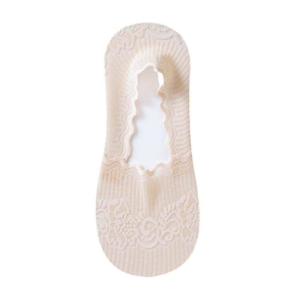 Women's Low-Cut Lace Boat Socks - Pure Cotton, Non-Slip, Breathable, Summer Thin, No-Slip Heel, Short Style.