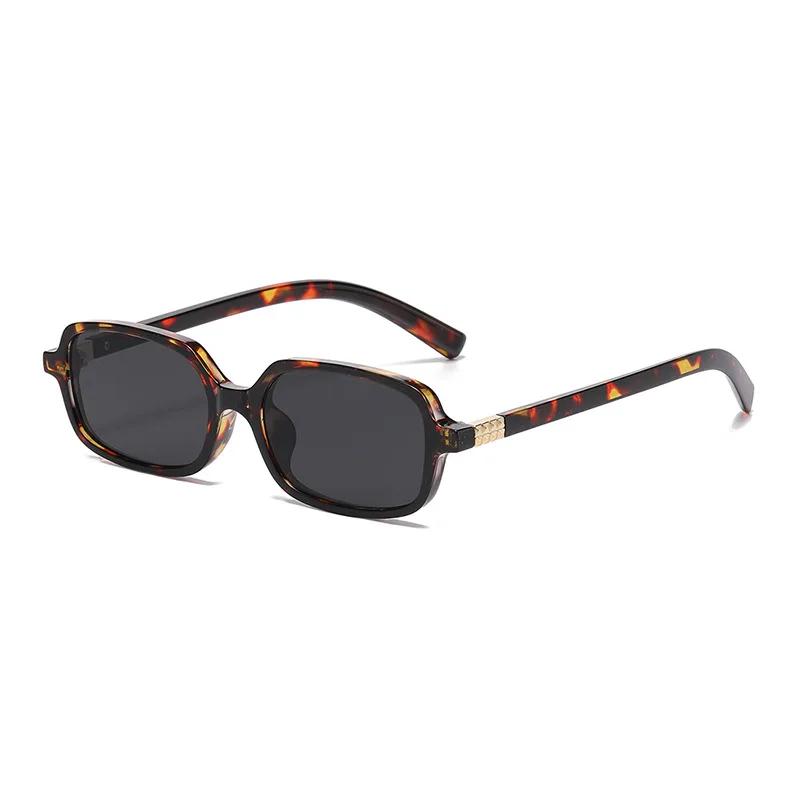 Fashion Women Small Rectangle Sunglasses Retro Leopard Shades UV400 Anti-Blue Light Glasses Frames