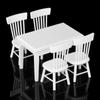 5 Pcs/set Wooden Furniture Wooden Table+ Chair For 1:12 Doll House