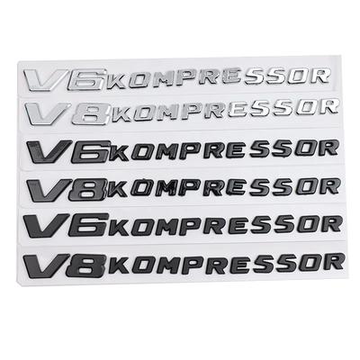 Adhesivo 3D ABS para Coche V6 V8 KOMPRESSOR Palabra Signo Trasero Emblema Insignia Carrocería Aleta Maletero Trasero Versión Mejorada Accesorios Nuevo