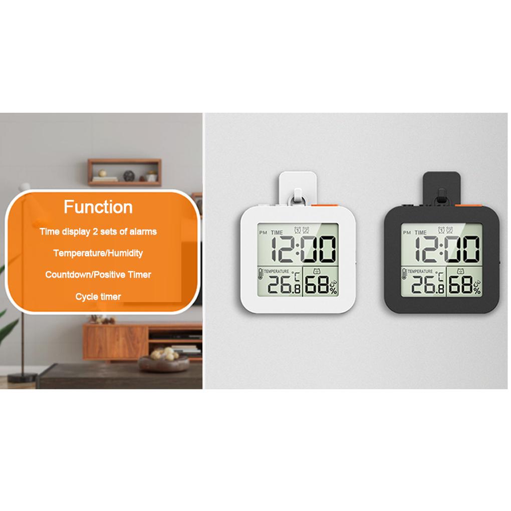 ABS Timer And Humidity Meter Stay Organized With Waterproof Shower Clock Humidity Thermometer Cycle