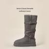 Stivali da neve lunghi grigi da donna nuovi invernali suola spessa velluto ispessito alta termica cotone scarpe