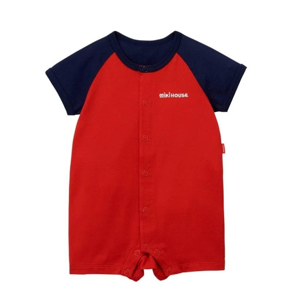 MIKIHOUSE Coverall Rompers Logo Long Sleeves Boys Girls Baby Infant Baby Clothes Clothes 70cm 80cm Back Logo Red Navy Children's (Red, 80)