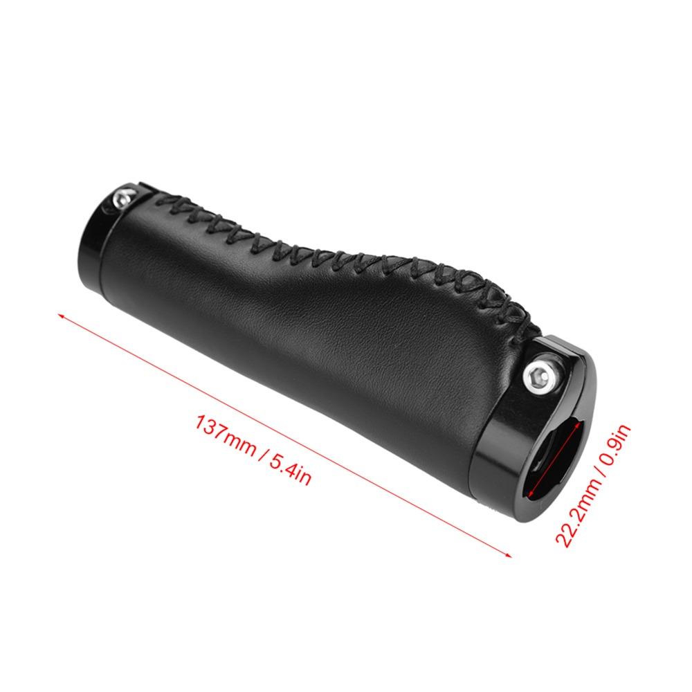 1 Pair Non-Slip Bike Handlebar Grips Retro Lock On Mountain Bike Grips 22.2mm Diameter PU Leather + Plastic + Aluminum Alloy