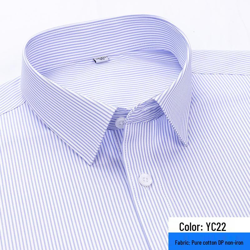 2026 Spring Men's Non-Iron Double-Ply Pure Cotton Long-Sleeve Formal Shirt
