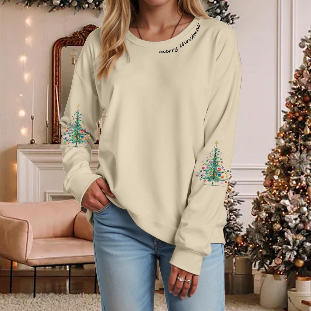 Ladies' Loose Comfortable Casual Fashionable Christmas Printed Hooded Sweatshirt