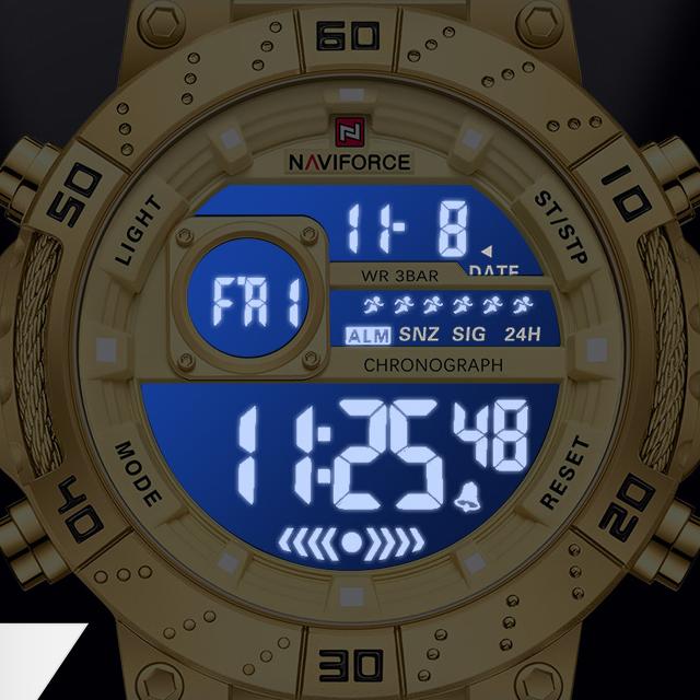 NAVIFORCE NF9241S 9241 Fashion Electronic Digital Men Watches Stainless Steel Clock Waterproof LED Wristwatch for Montre Relojes