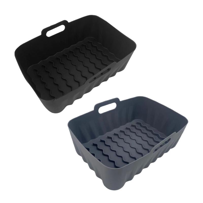 2 Pack Air Fryer Basket Silicone Mold Oven Baking Tray Pizza Fried Chicken Basket Reusable Pan Liner Durable Accessories