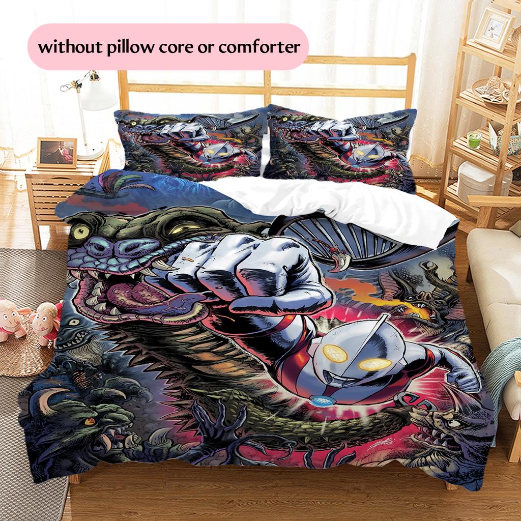 Ultraman Pattern Bedding Quilt Set Home Decoration Gift (1 * duvet cover + 2 * pillowcase without core)