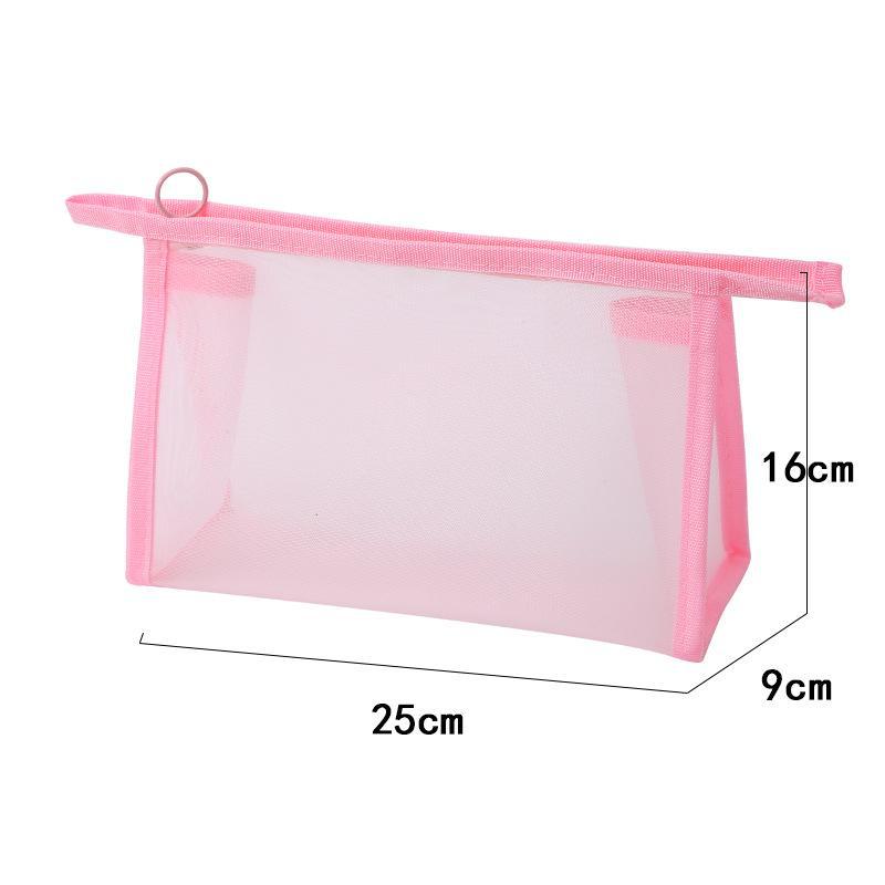 Custom Logo Portable Nylon Mesh Makeup Bag - Small Transparent Cosmetic and Lipstick Storage