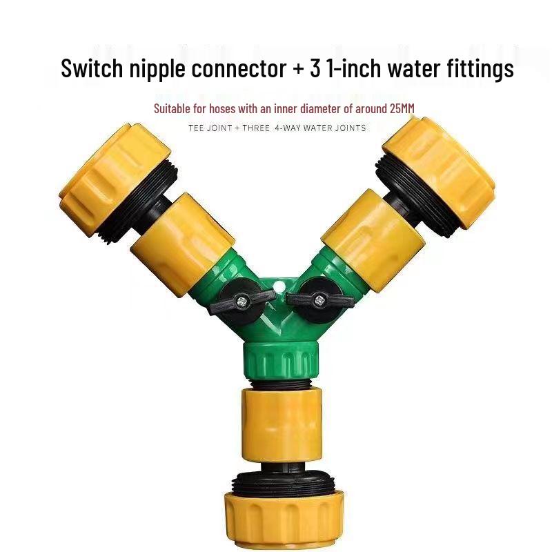 Soft Water Hose with Y-Valve 3-Way Splitter and Quick-Connect Nozzle