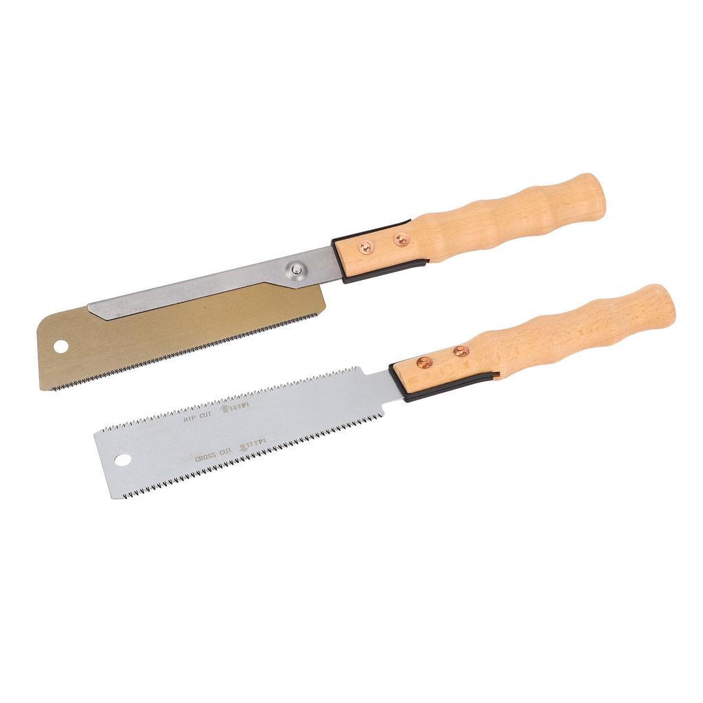 2 Pcs Hand Saws 7 Inch Gold Dovetail Saw and Double Sided Flush Cut Saw for Woodworking