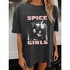 Womens Spice S Graphic Tee Dark Grey Vintage Band Shirt Pink Lettering Lightweight Breathable TShirt for Concerts 90s Outfits