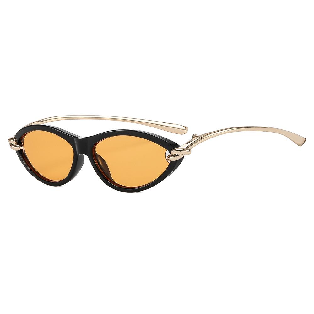 New personalized cat eye metal sunglasses men's and women's light luxury fashion high-end sense rope knot temple outdoor sunscreen sunglasses