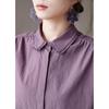 Retro Ash Purple Loose Winter Shirt with Small Lapel