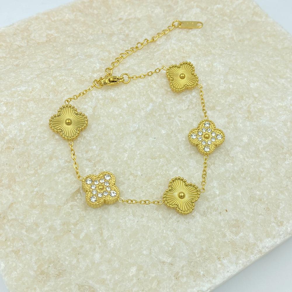 Brățară Trifoi cu Patru Foi 13MM Oțel Titan Trifoi cu Patru Foi Brățară Reversibilă Fără Decolorare Brățară Oțel Titan