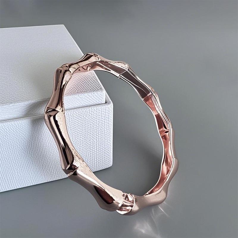 Bamboo Joint Colorfast Gold Bracelet for Women – European & American Style, High-End Alloy Jewelry
