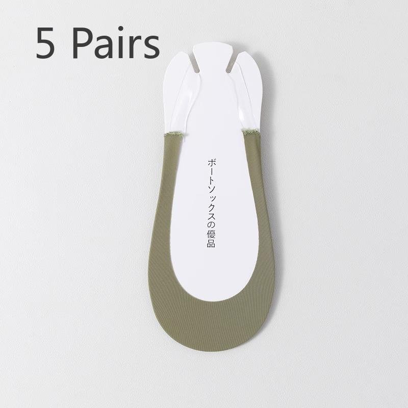 5 Pairs Harness Boat Socks Women's Socks Shallow Mouth Summer Thin Ice Silk Invisible Socks