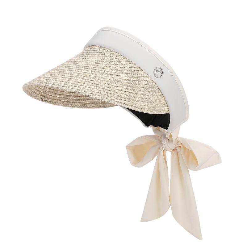 Summer Sunshade Sunscreen Hat Cool Straw Hat Children's Outdoor Big-brimmed Straw Hat Versatile Fashion Streamer Empty Top Hat