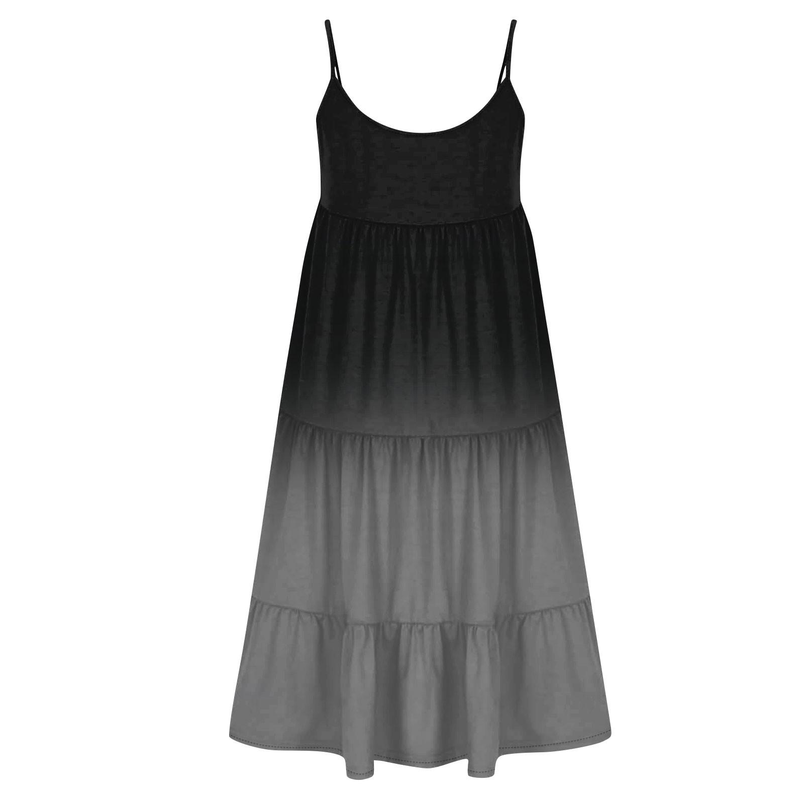 Женские летние модные свободные повседневные пляжные платья-майки с градиентом S — фото 5