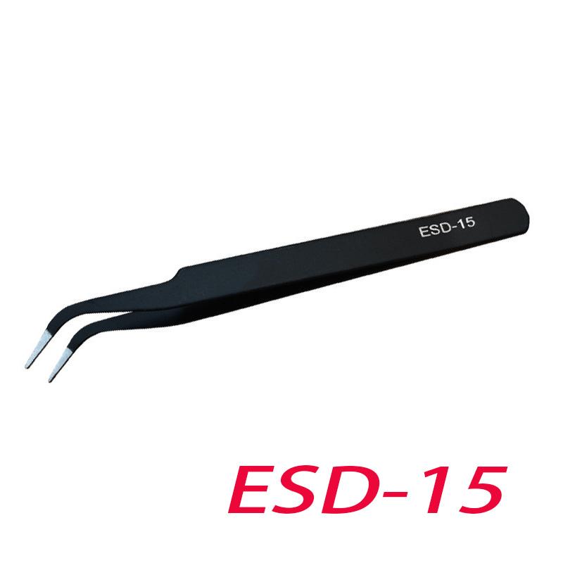 Anti-Static Stainless Steel Tweezers Precision Maintenance Industrial Repair Curved Working Model Making Hand Tool