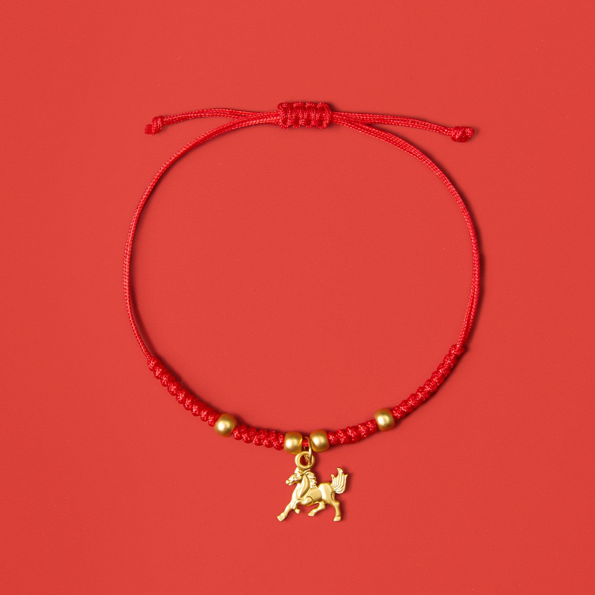 Браслет из красной нити 2026 Год Лошади, Ручная работа, Этнический стиль, Новогодний амулет на удачу.