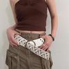 Y2K Cowgirl Belt Rivet PU Leather Belt Casual Wide Waistband  Girl