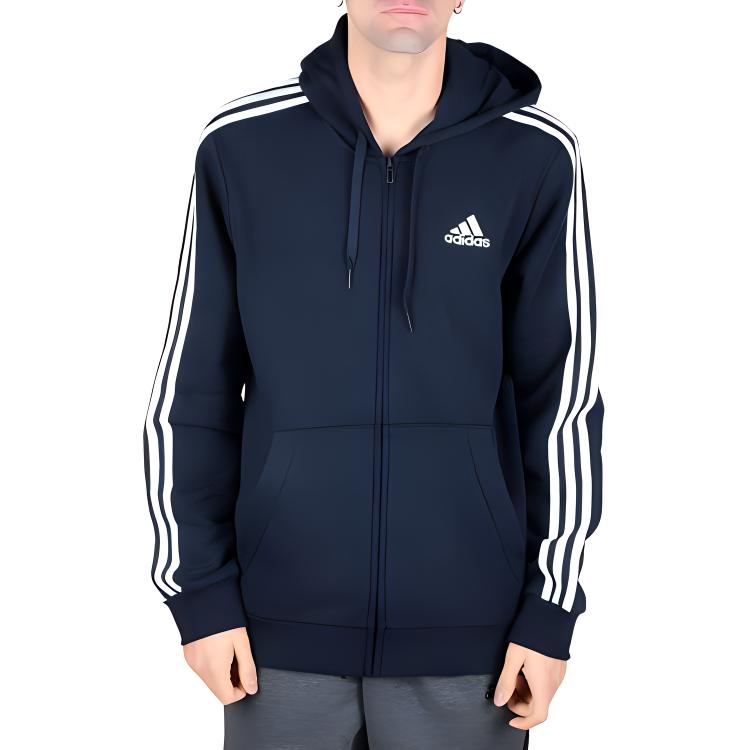 adidas Free Shipping With AdiClub Essentials Fleece 3 Stripes Full Zip Hoodie GK9053