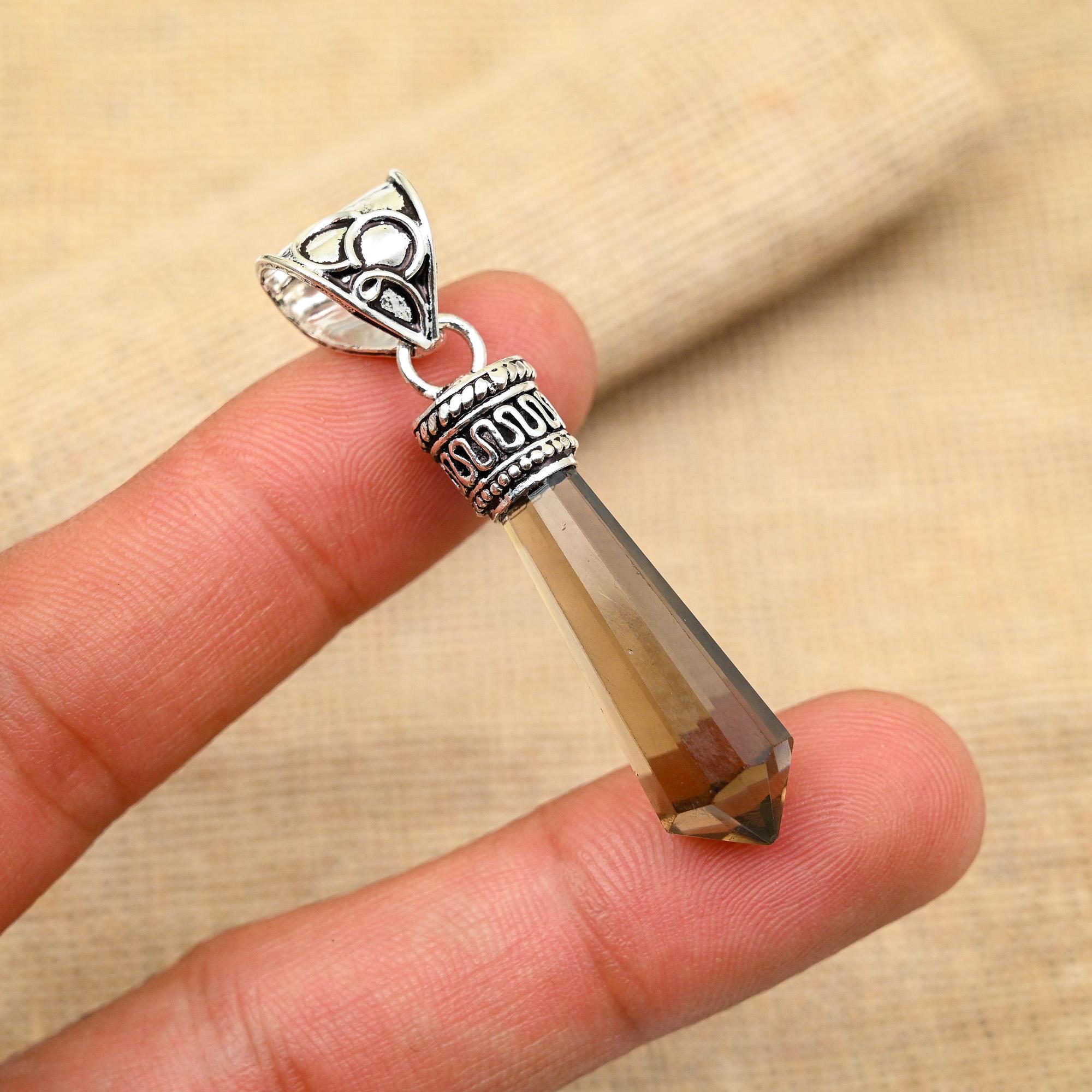 

Драгоценный камень дымчатый топаз ручной работы из стерлингового серебра 925 пробы, новинка, ювелирные изделия-подвески