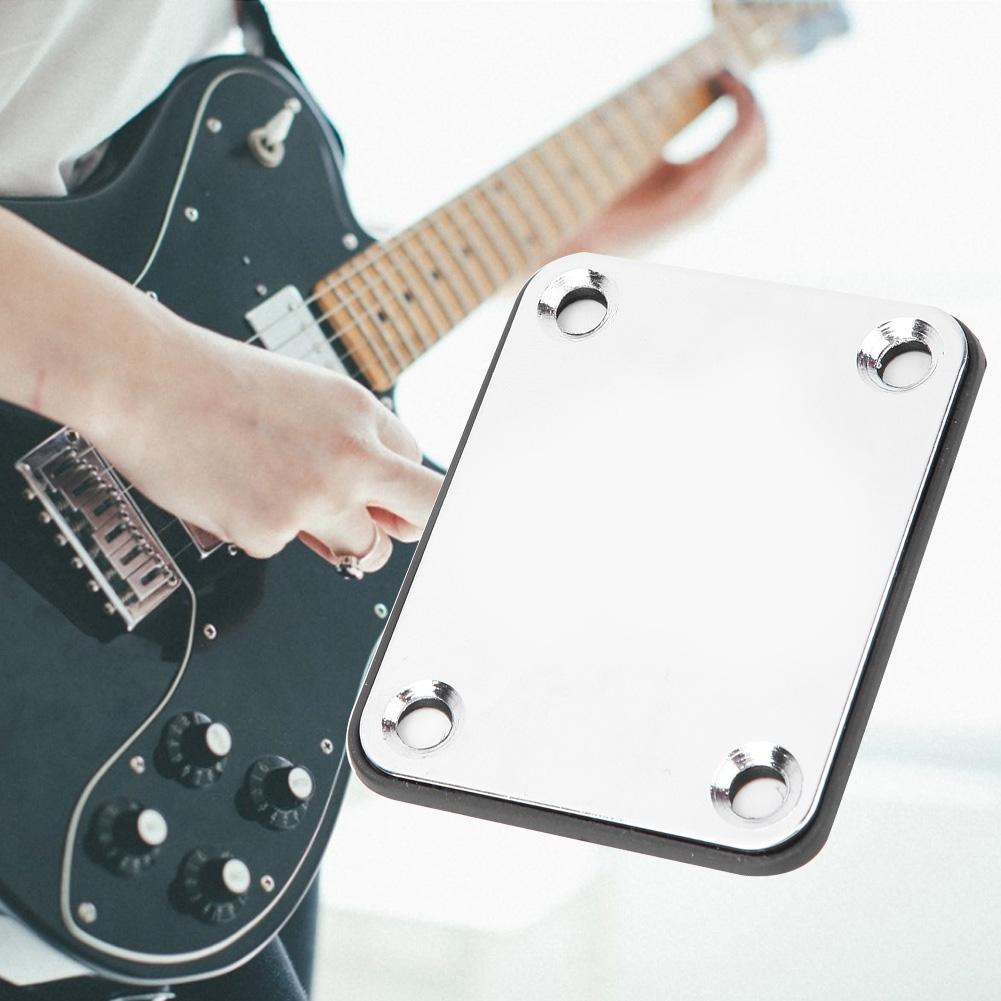 Chrome Plating Silver Iron Electric Guitar Neck Connecting Plate with 4Pcs Screws