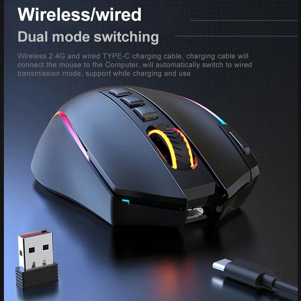 E-YOOSO X-11 RGB USB 2.4G Wireless Gaming Mouse 4000 DPI 9 Buttons Programmable Ergonomic for Gamer Mice Laptop PC Computer