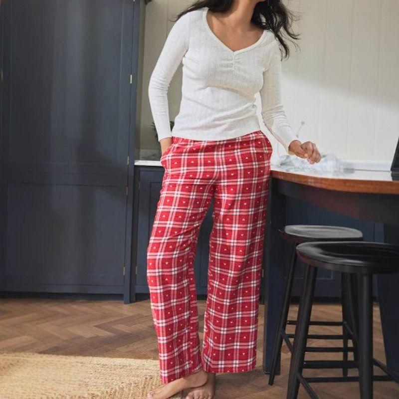 

Экспорт Красный Новый Стиль Клетчатые Свободные Повседневные Брюки Модные Универсальные Ленивые Новинка Пижамные Брюки Домашние Свободные Брюки Red L