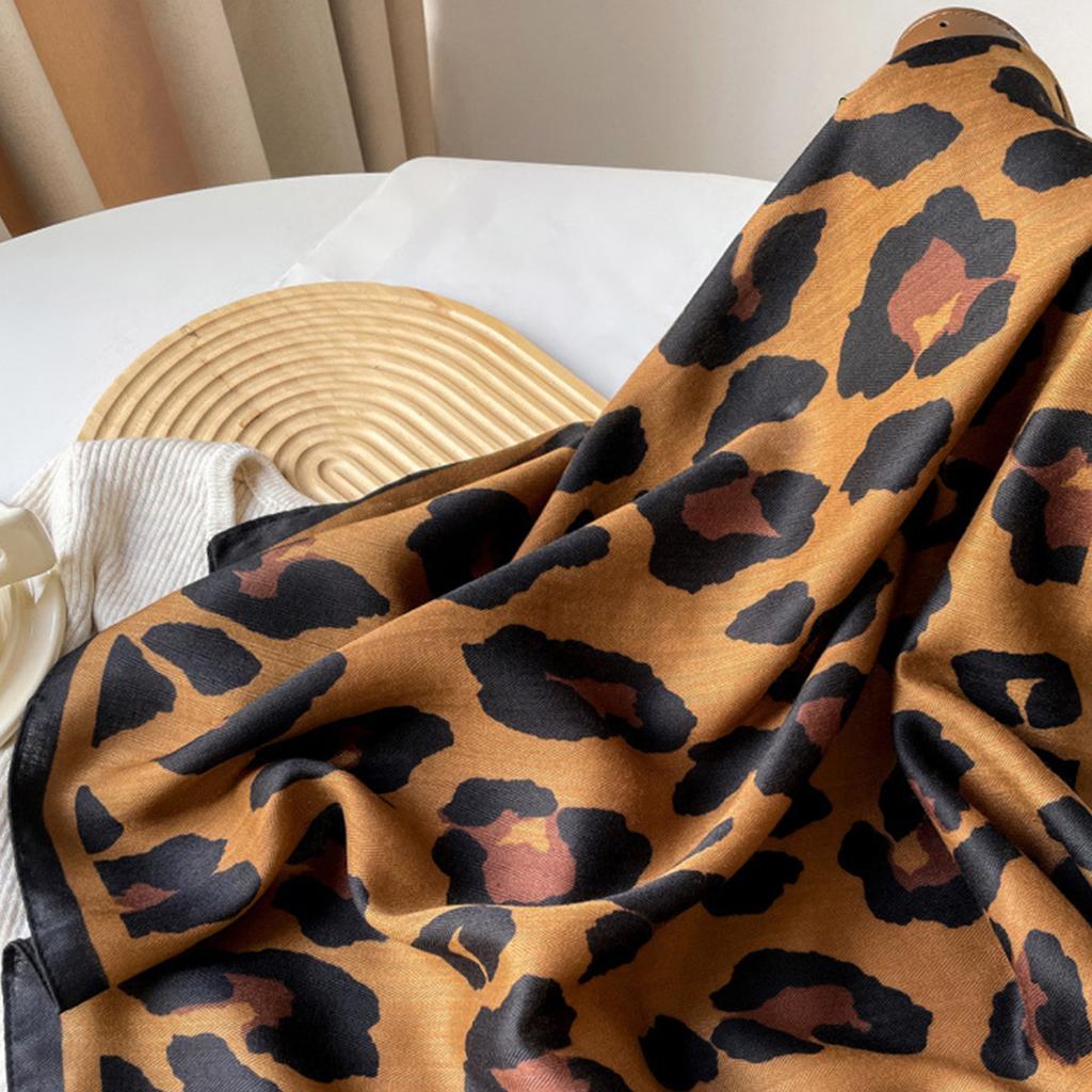 Leopard Print Silk Scarf for Women Girls Square Necktie Neck Scarf Fashionable and Versatile Accessory for Any Outfit