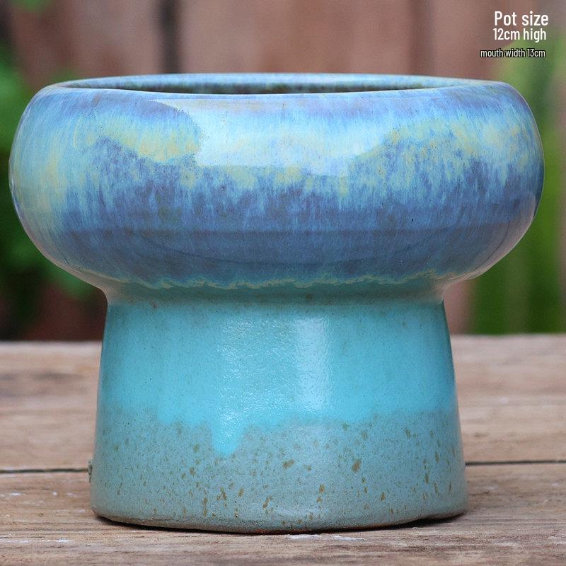 Handmade Coarse Ceramic Succulent Planter, Orchid Breathable Zisha Pot, Old Tree Design, Tall Rose Pot.