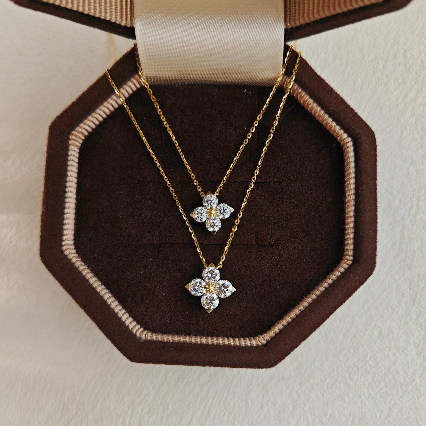 925 Sterling Silver Shining CZ Flower Pendant Necklace Gold Plated Link Chain Choker for Women Girls Fashion Jewelry Gifts Gold