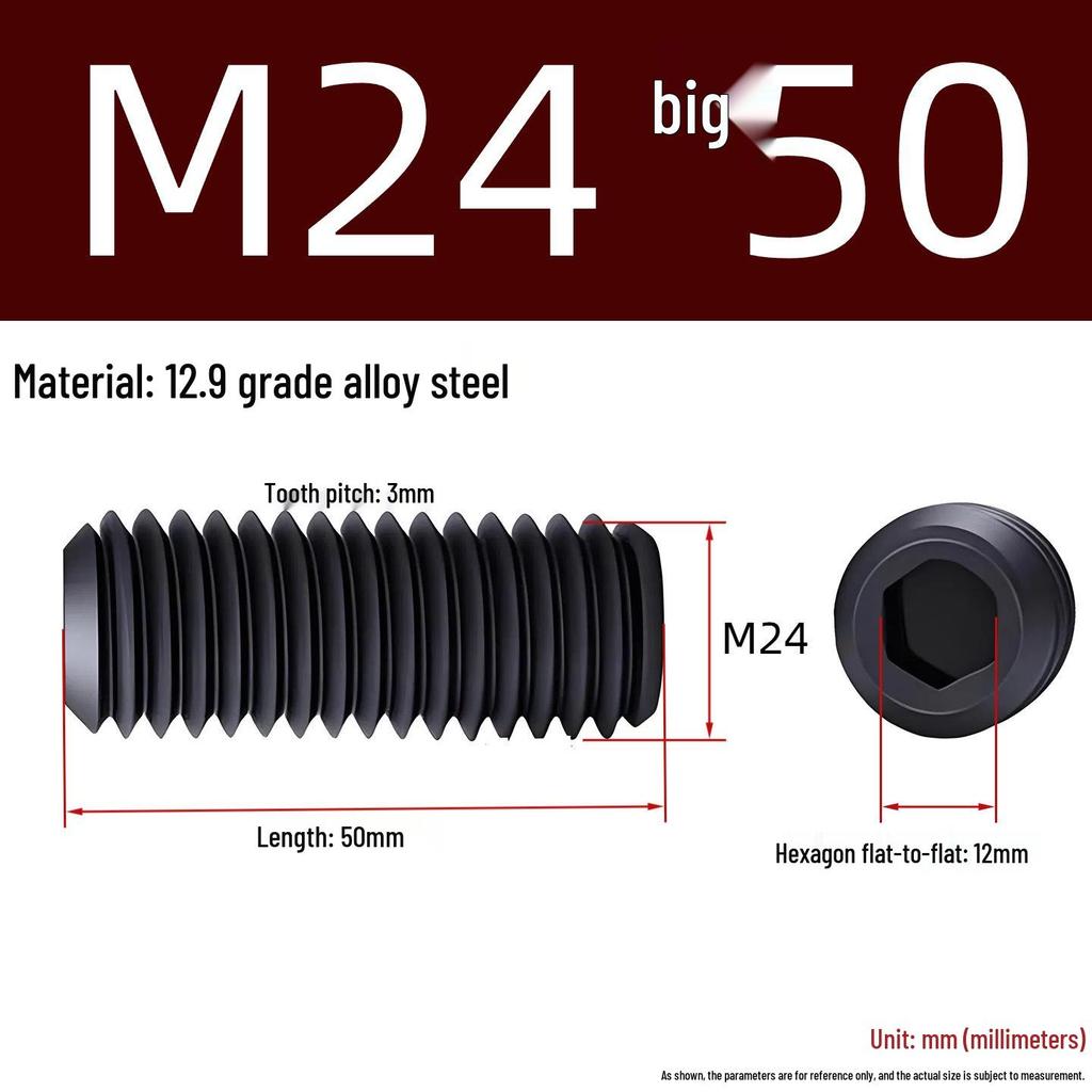 Grade 12.9 Hex Socket Headless Set Screw (M3-M16)