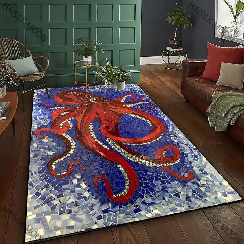 17 Styles Art Style Octopus Printed Carpet Living Room Bedroom Sofa Large Area Decorative Mat Kids Play Soft Non-slip Rugs Gift