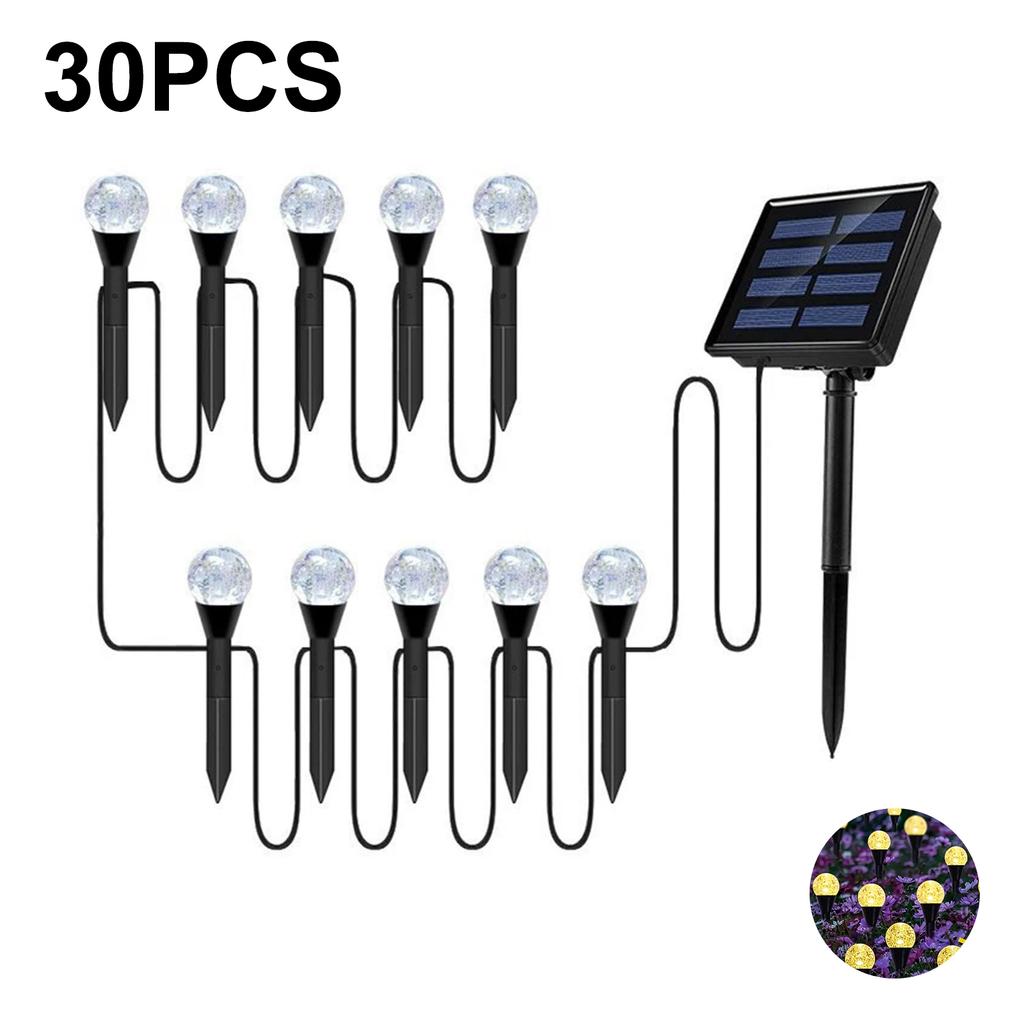 30-LED Crystal Bubble Ball String Lights Outdoor Solar Garden Lights for Lawn Patio Landscape Stake Lamps