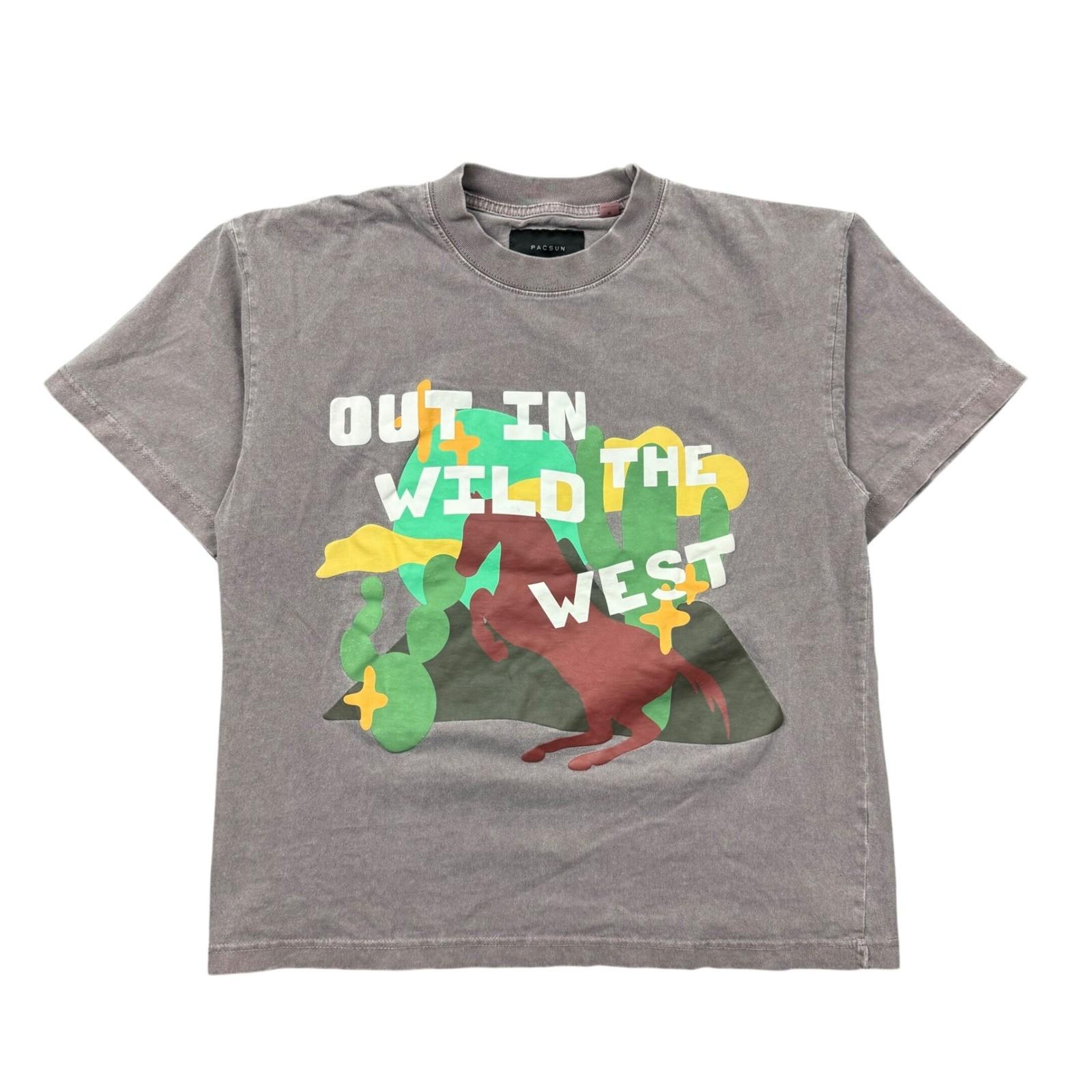 PacSun Out In The Wild West Graphic T-Shirt Men Medium Cropped Boxy Fit Unisex T-Shirt S