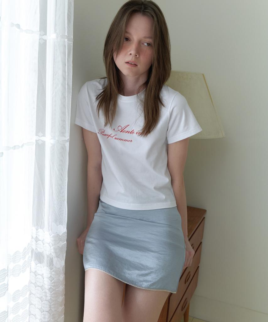 Aente Satin Lace Mini Skirt - Sky Blue