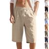 Herren Leinen Shorts Elastischer Bund Schnelltrocknende Shorts Herren Einfarbige Atmungsaktive Wadenlange Hose Mann Leichte Tägliche Strandshorts Sommerhosen