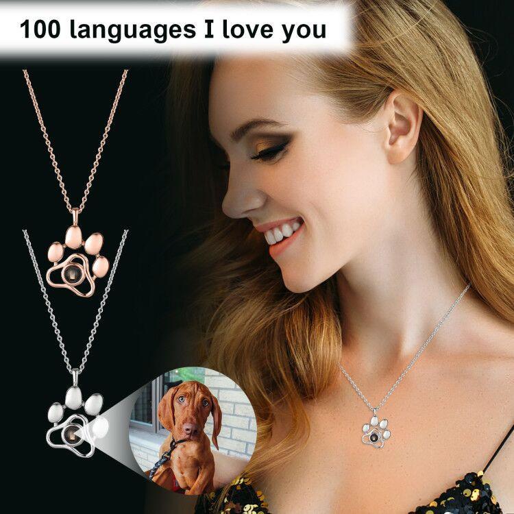

100 Ianguages я Iove Вы Проекция Ожерелье Pet Фото Ожерелье Аксессуары Подарок