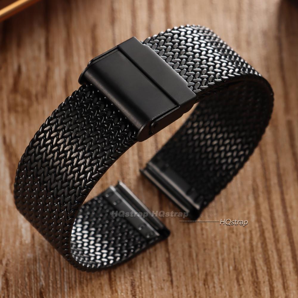 Pasek Milanese Loop 16mm 18mm 20mm Stal Nierdzewna Siatka Mężczyźni Kobiety Metalowa Wymienna Bransoleta Pasek do Zegarka Biznesowy Uniwersalne Bransolety