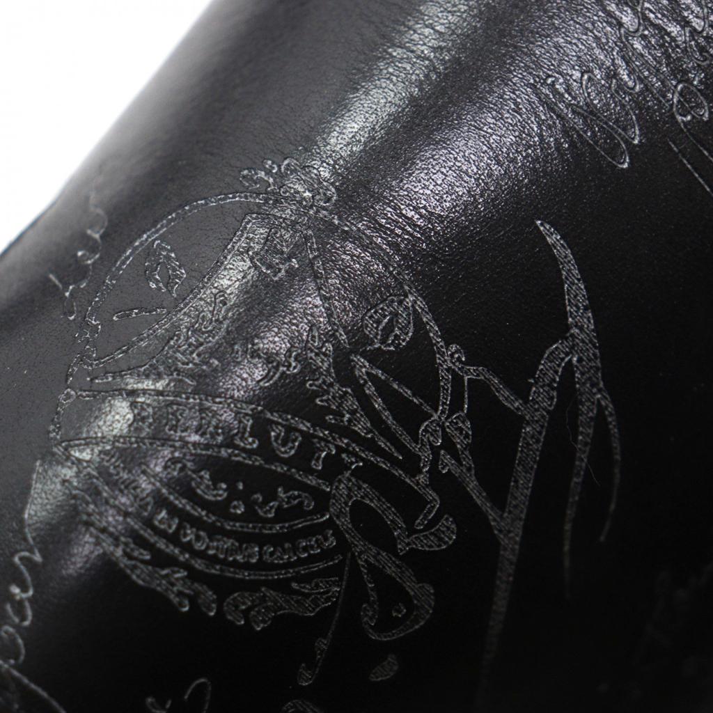 Great BERLUTI Loafers Gale Cursive Slippers Black Venice Calfskin Leather 9.5 Used