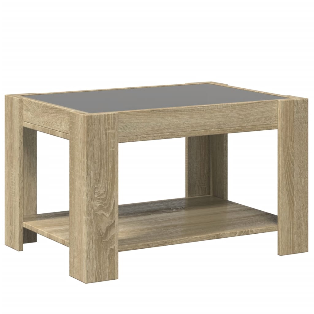 LED Coffee Table Sonoma Oak 73 x 53 x 45 cm Particleboard