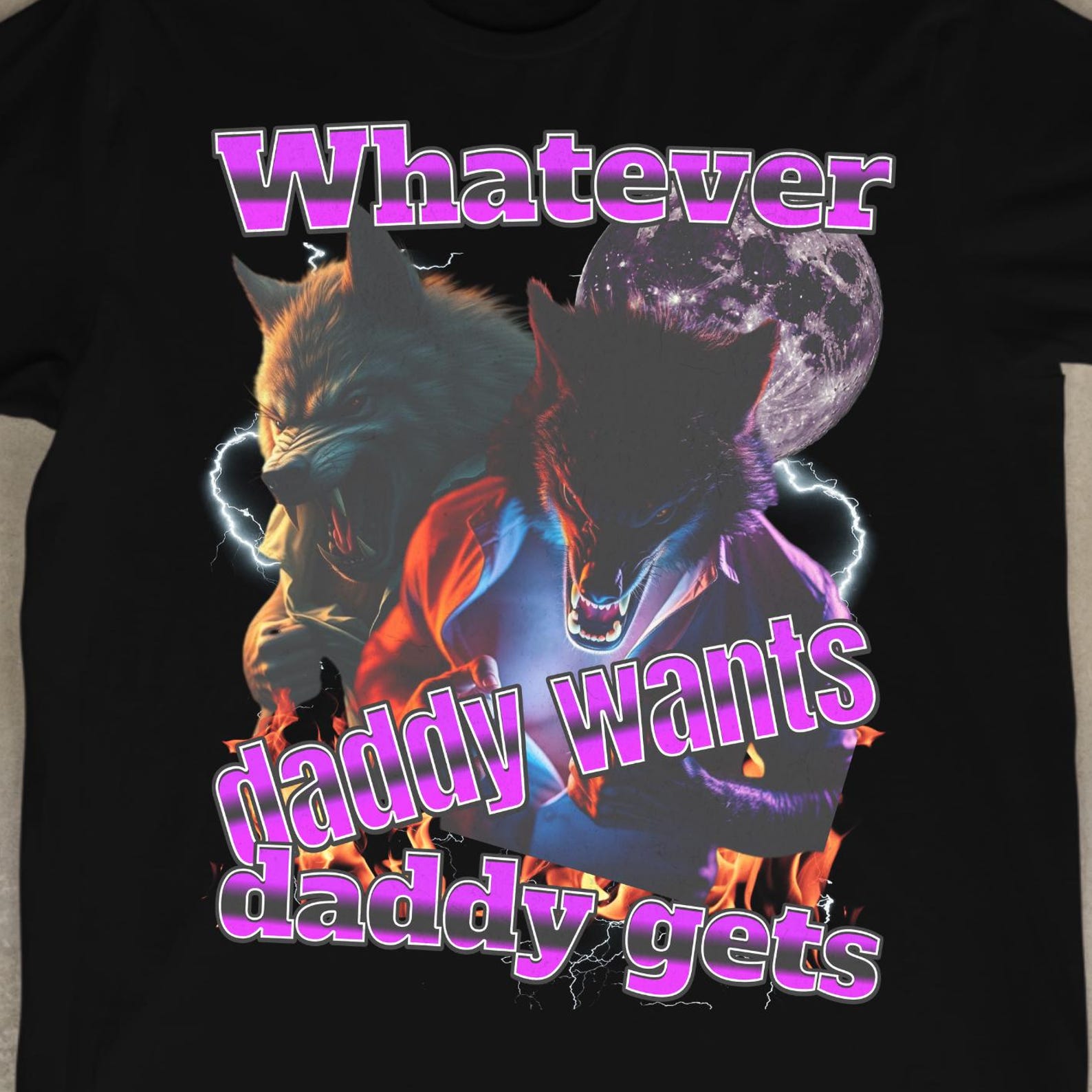 Funny Werewolf Dad Meme T-Shirt: Cringe Humor Gift 4XL